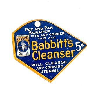 Metal Advertising Pot Scraper  Promo Babbitt's Cleanser Antique Advertising